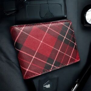 ✅Fossil Men’s Leather Plaid Bifold Wallet